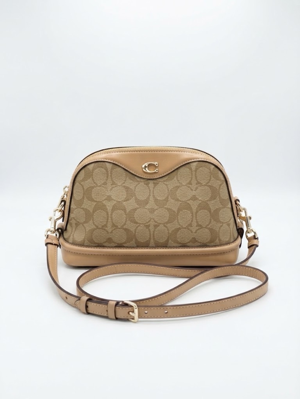 Coach Small Dome Logo Purse Crossbody Bag Beige
